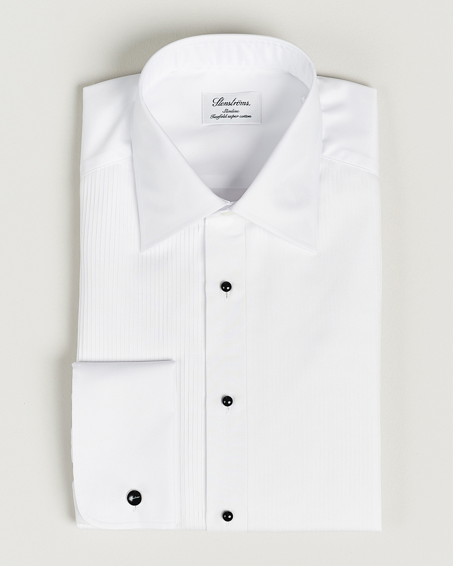 Uomini | Camicie | Stenströms | Slimline Open Smoking Shirt White