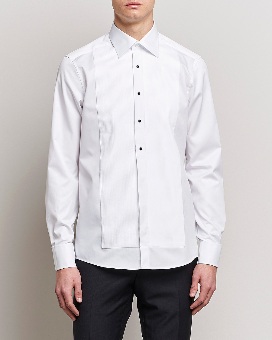 Uomini | Camicie | Stenströms | Slimline Open Smoking Shirt White
