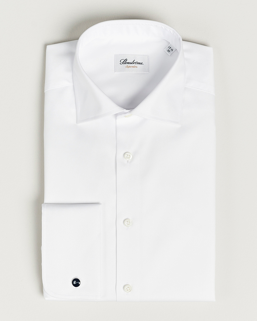 Uomini | Camicie | Stenströms | Superslim Double Cuff Cotton Shirt White