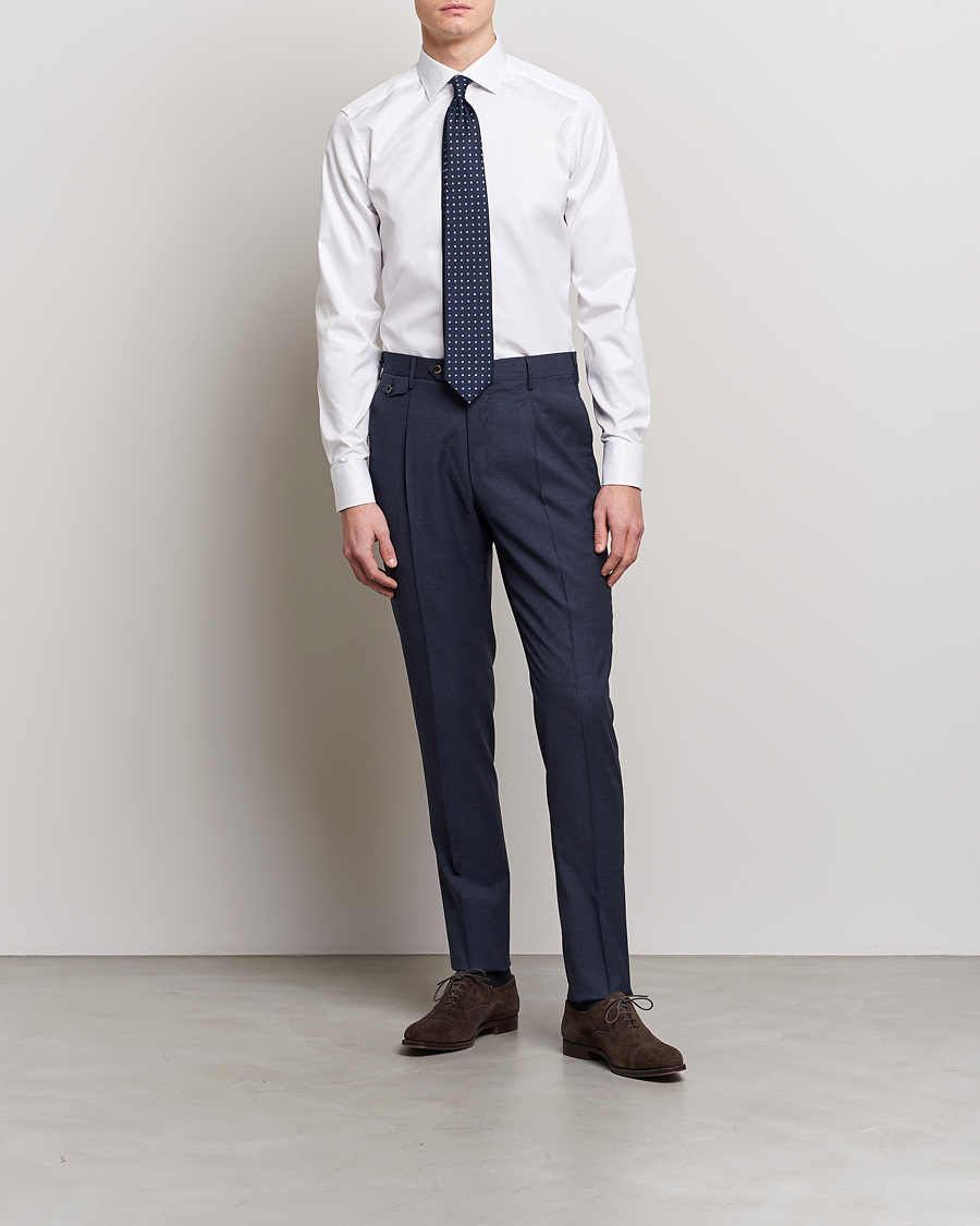 Uomini | Camicie | Stenströms | Superslim Double Cuff Cotton Shirt White