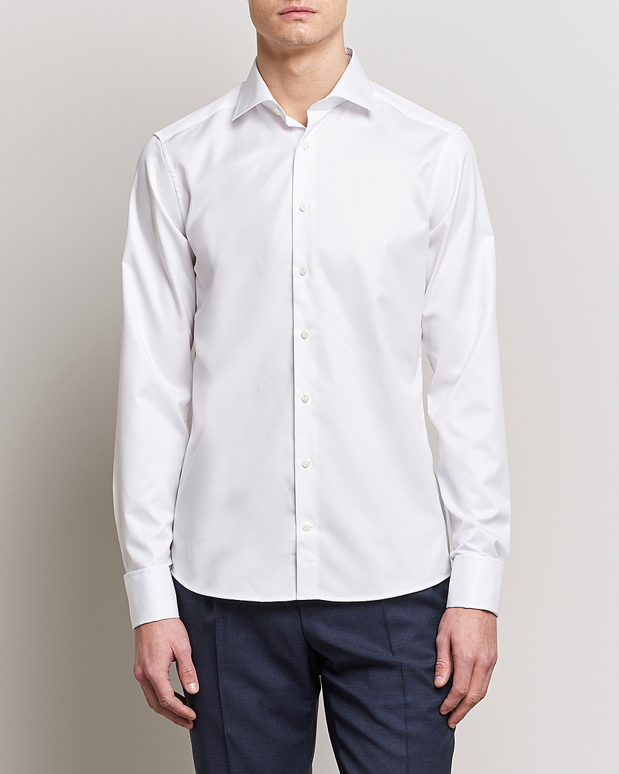 Uomini | Camicie | Stenströms | Superslim Double Cuff Cotton Shirt White