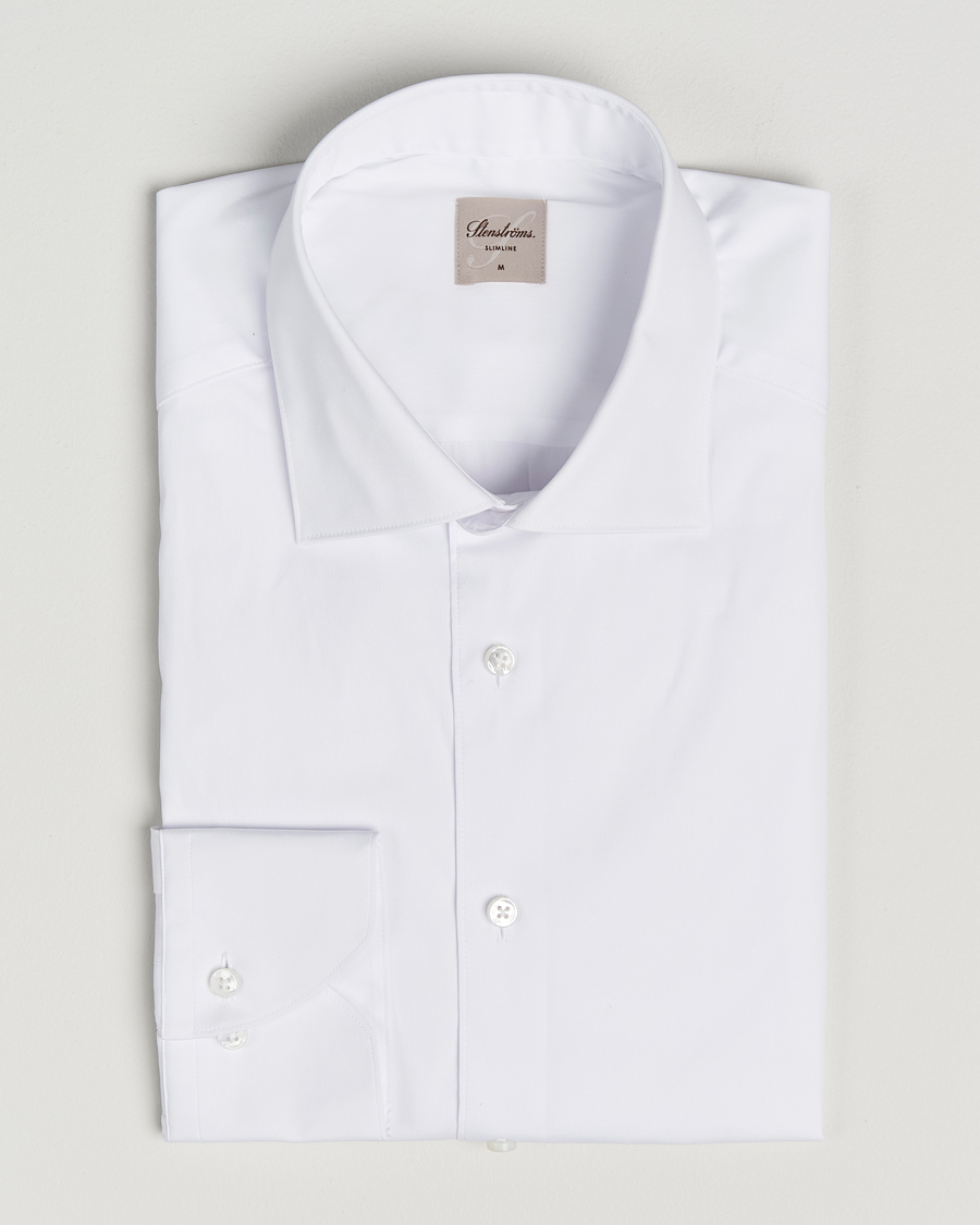 Uomini | Camicie | Stenströms | Slimline Cotton Stretch Shirt White