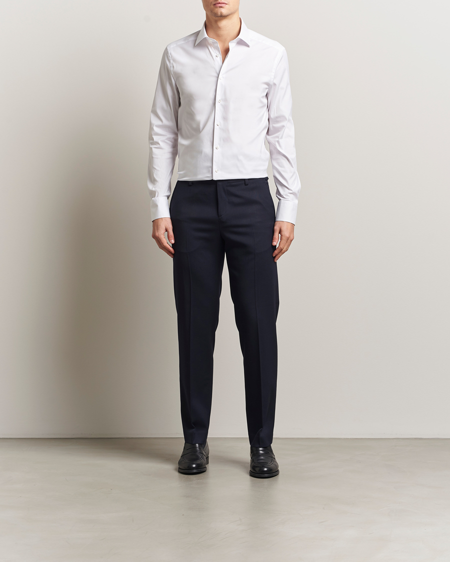 Uomini | Camicie | Stenströms | Slimline Cotton Stretch Shirt White