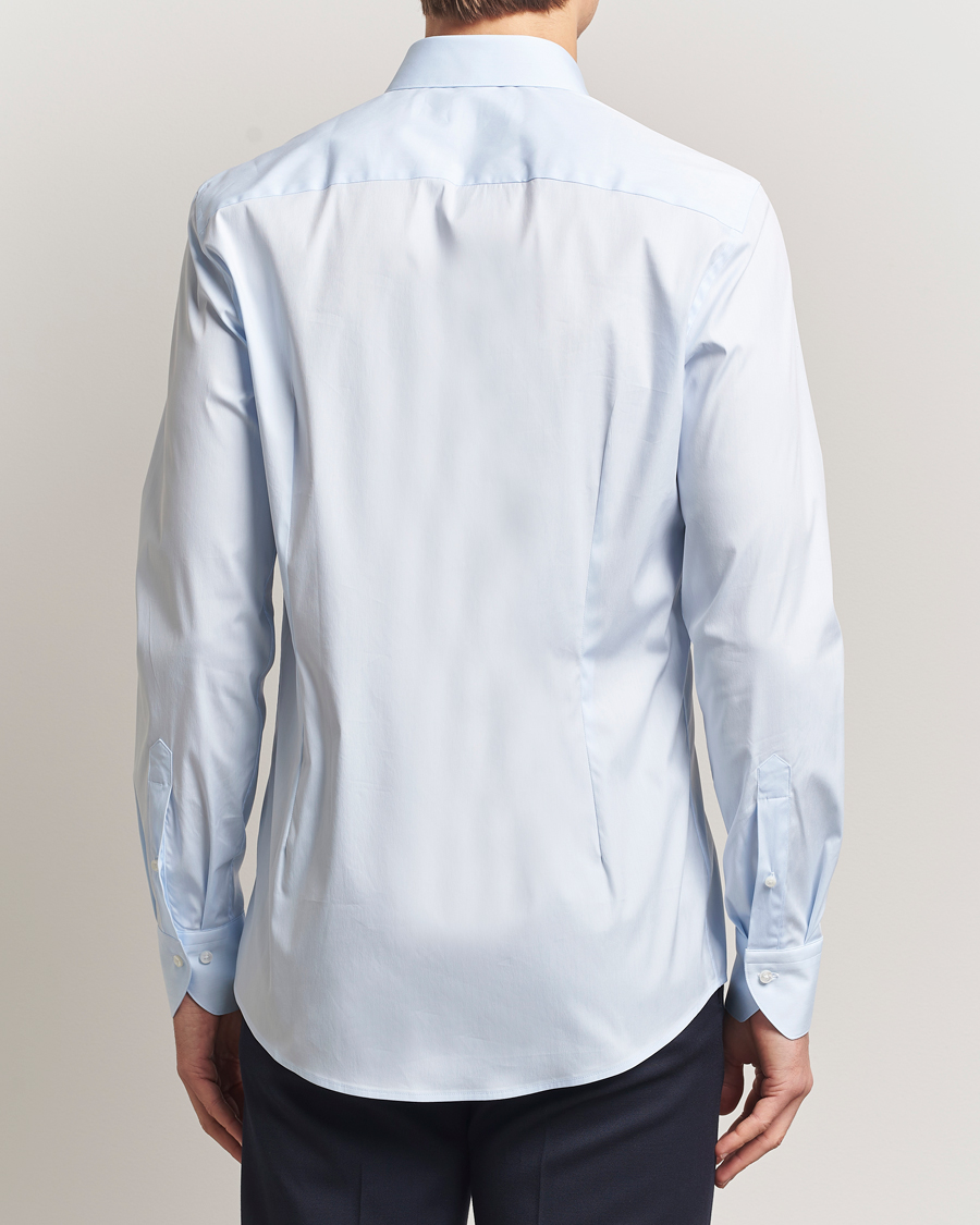 Uomini | Camicie | Stenströms | Slimline Cotton Stretch Shirt Light Blue
