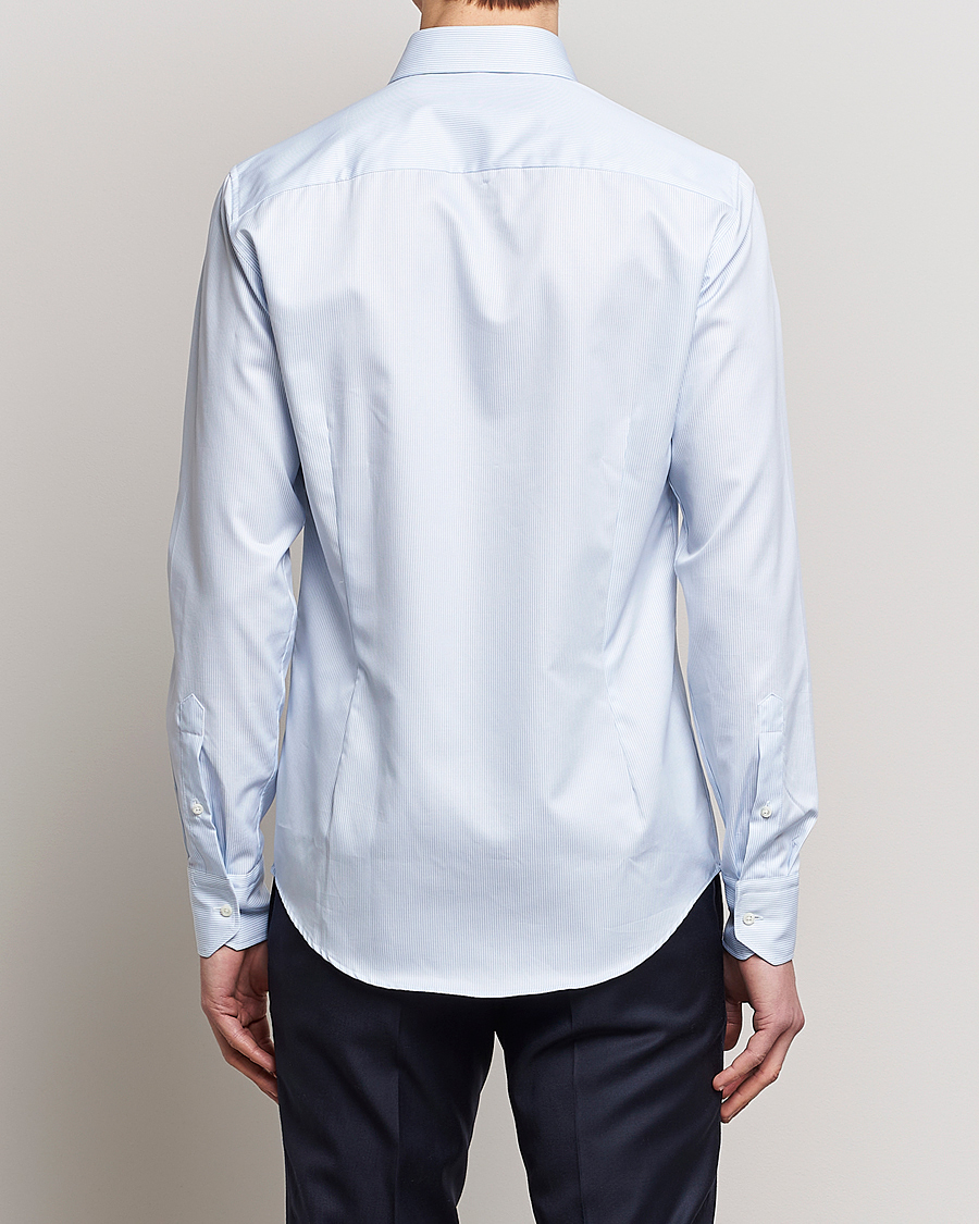 Uomini | Camicie | Stenströms | Superslim Cotton Twill Striped Shirt Blue/White