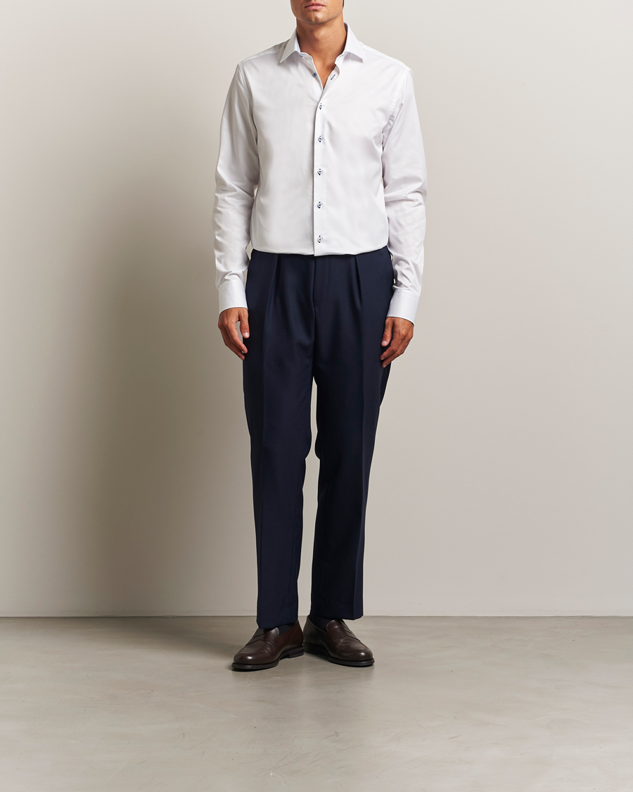 Uomini | Camicie | Stenströms | Regular Fit X-Long Sleeve Contrast Shirt White