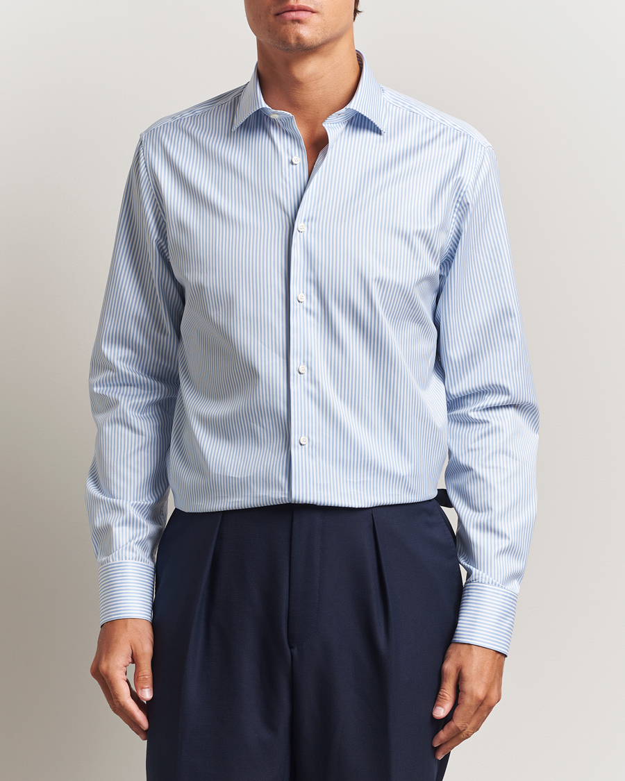 Uomini | Camicie | Stenströms | Regular Fit Striped Cut Away Shirt Blue/White