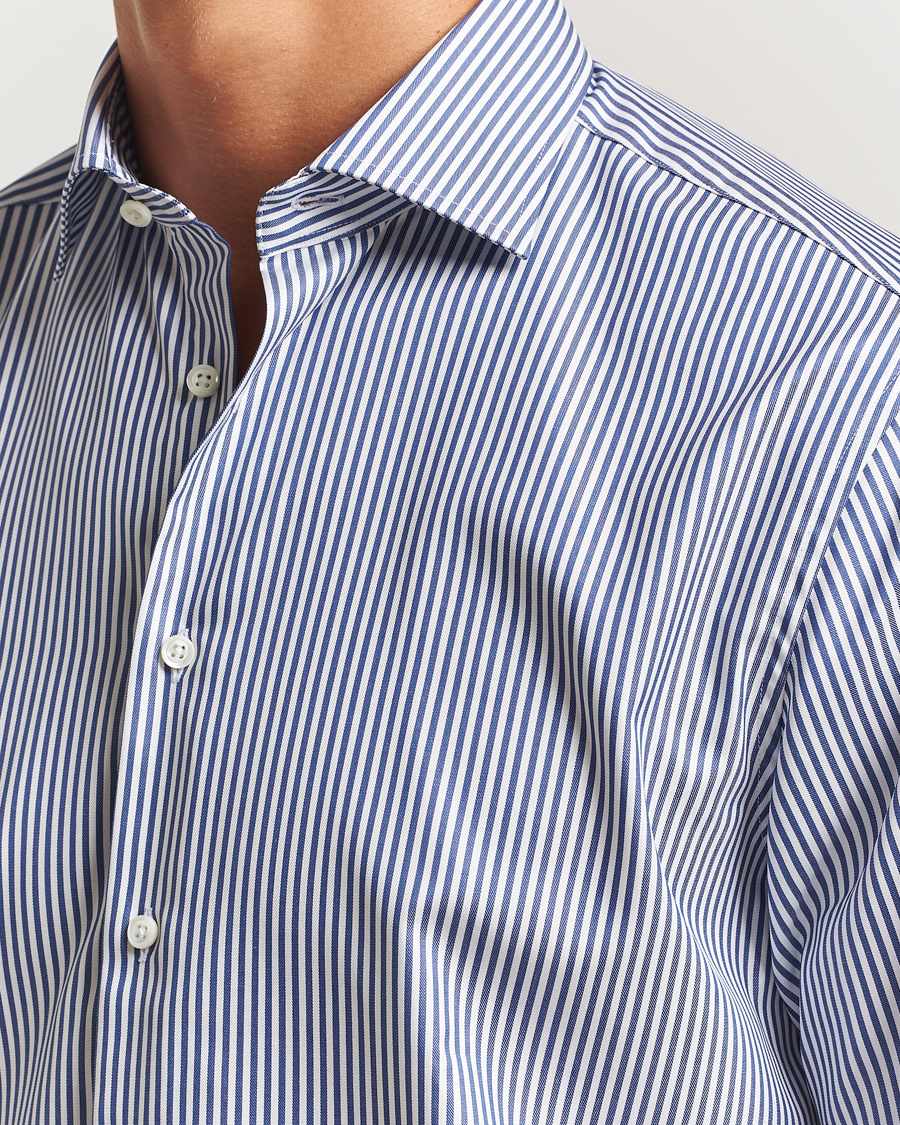 Uomini | Camicie | Stenströms | Regular Fit Striped Cut Away Shirt White/Blue