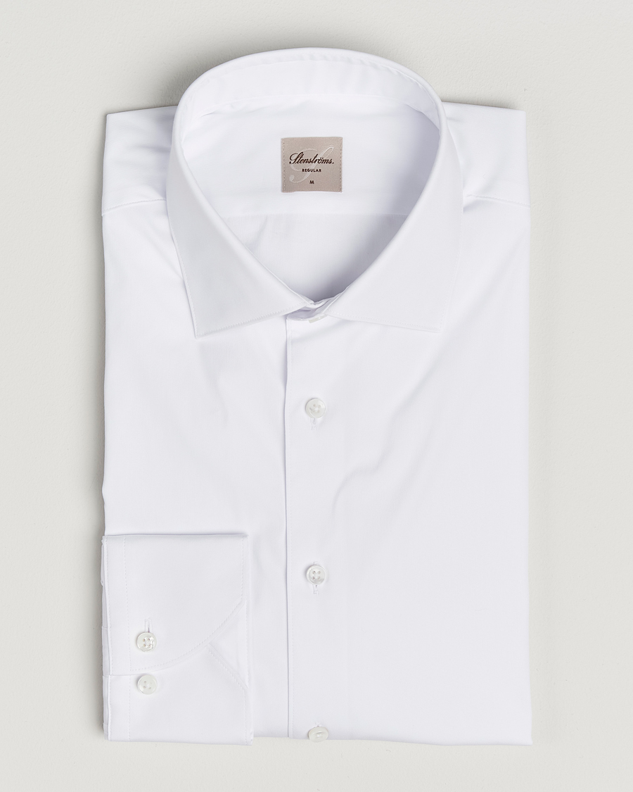 Uomini | Camicie | Stenströms | Regular Fit Cotton Stretch Shirt White