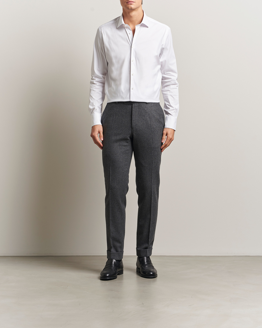 Uomini | Camicie | Stenströms | Regular Fit Cotton Stretch Shirt White
