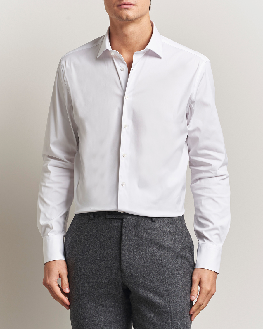 Uomini | Camicie | Stenströms | Regular Fit Cotton Stretch Shirt White