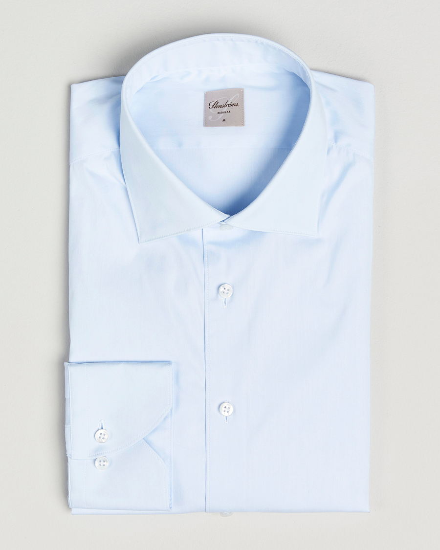 Uomini | Camicie | Stenströms | Regular Fit Cotton Stretch Shirt Light Blue