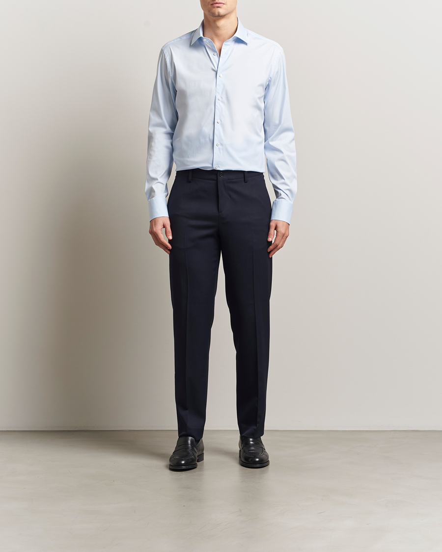 Uomini | Camicie | Stenströms | Regular Fit Cotton Stretch Shirt Light Blue