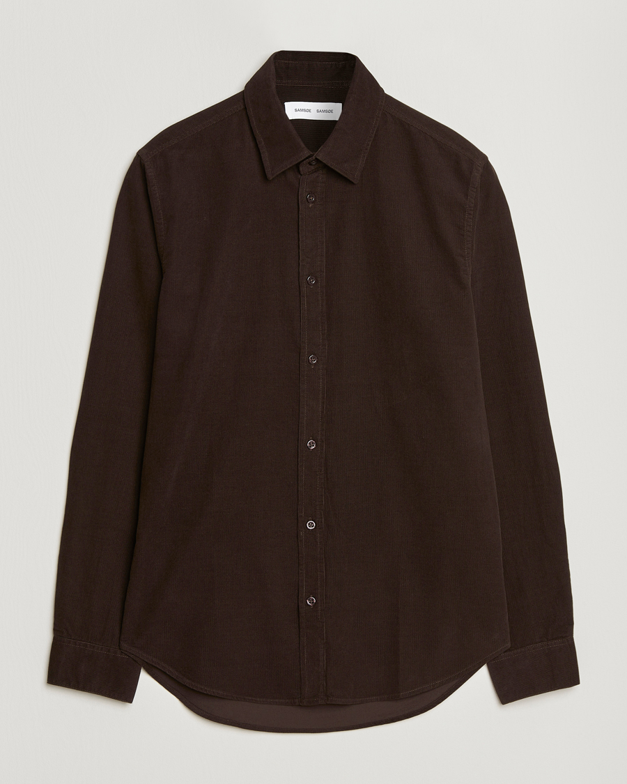 Uomini | Camicie | Samsøe Samsøe | Liam Baby Cord Shirt Black Coffee