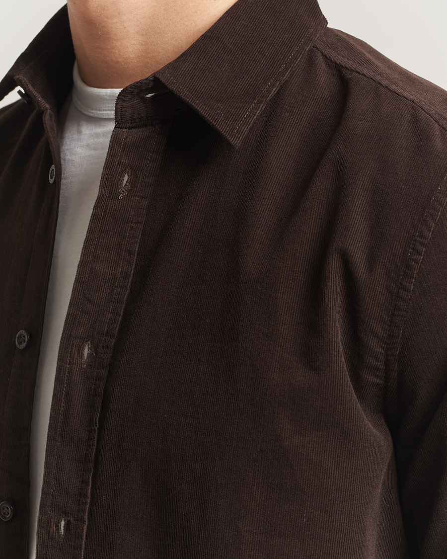 Uomini | Camicie | Samsøe Samsøe | Liam Baby Cord Shirt Black Coffee