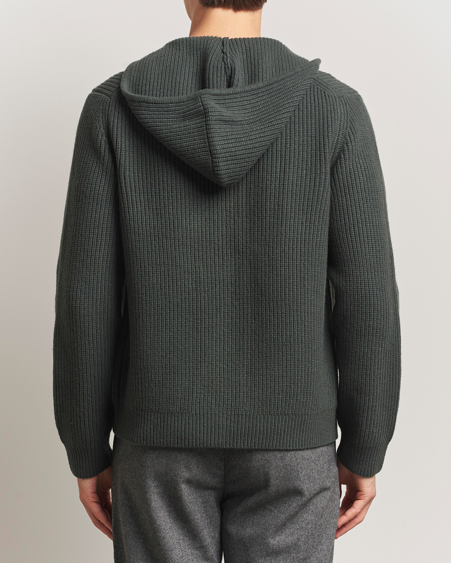 Uomini | Maglieria | Samsøe Samsøe | Isak Heavy Knitted Full Zip Hoodie Dark Evergreen
