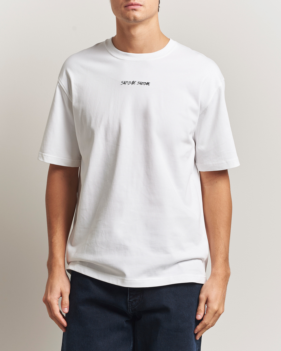 Uomini | T-shirt | Samsøe Samsøe | Dinner Printed Crew Neck T-Shirt White