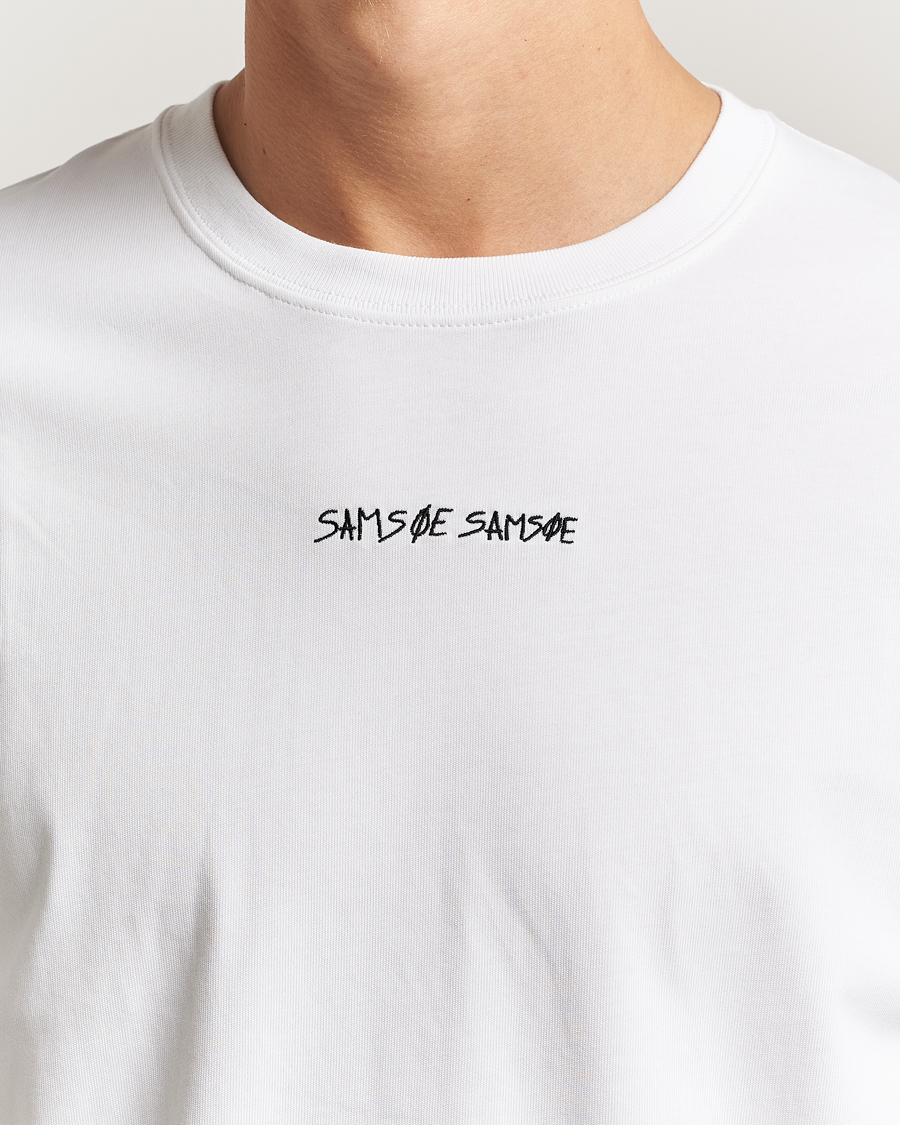 Uomini | T-shirt | Samsøe Samsøe | Dinner Printed Crew Neck T-Shirt White