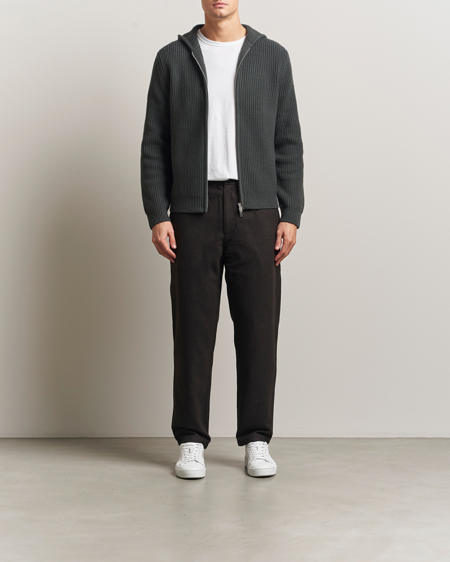Uomini | Pantaloni | Samsøe Samsøe | Bertil Flannel Drawstring Trousers Black Coffee Melange