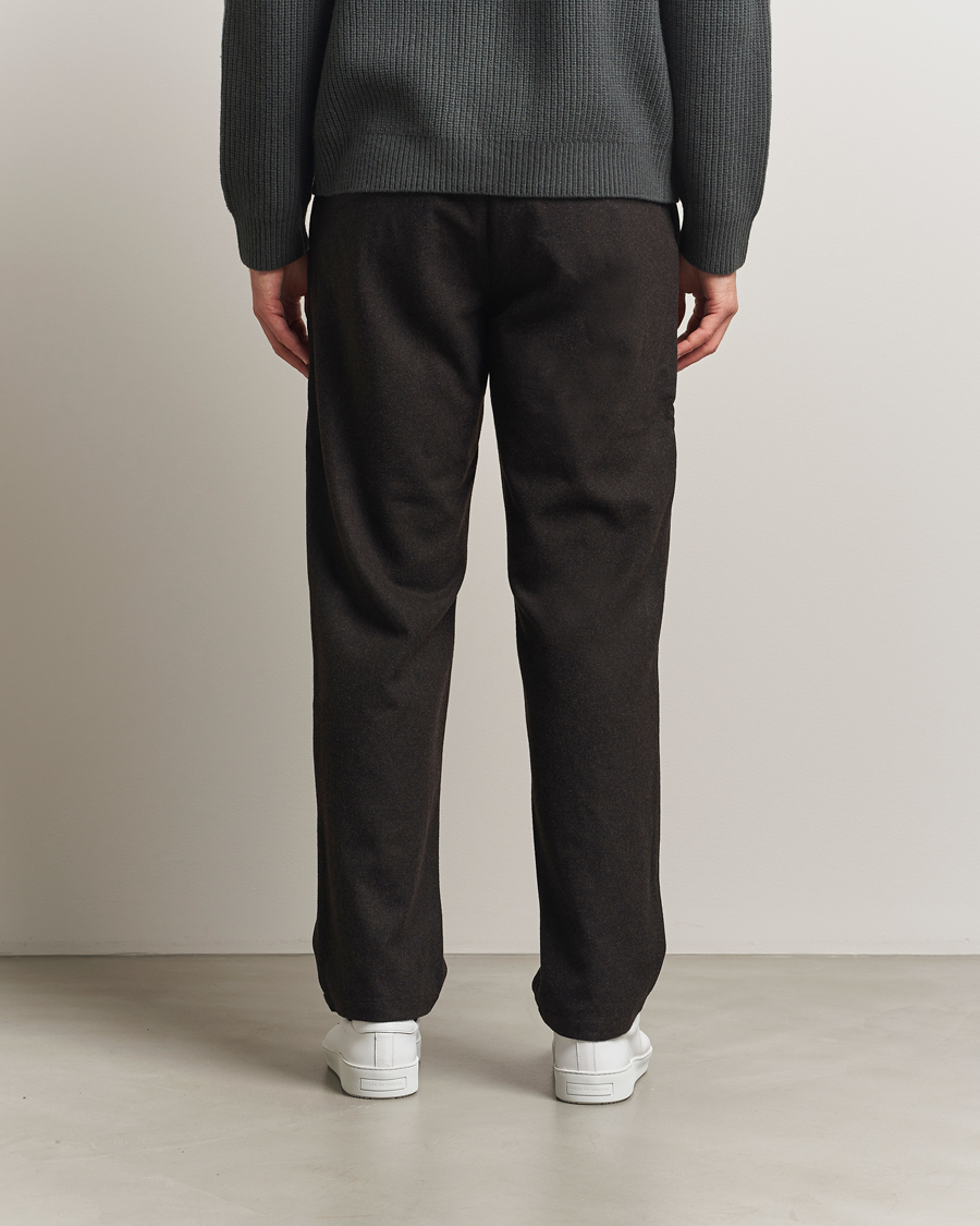 Uomini | Pantaloni | Samsøe Samsøe | Bertil Flannel Drawstring Trousers Black Coffee Melange