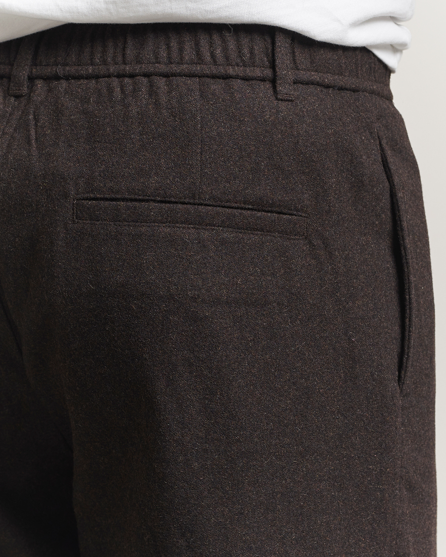 Uomini | Pantaloni | Samsøe Samsøe | Bertil Flannel Drawstring Trousers Black Coffee Melange