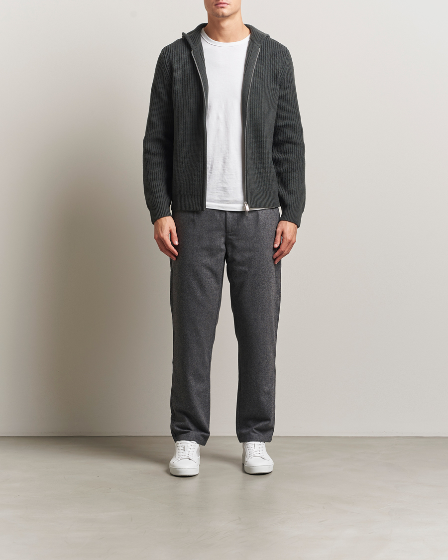 Uomini | Pantaloni | Samsøe Samsøe | Bertil Flannel Drawstring Trousers Dark Grey Melange