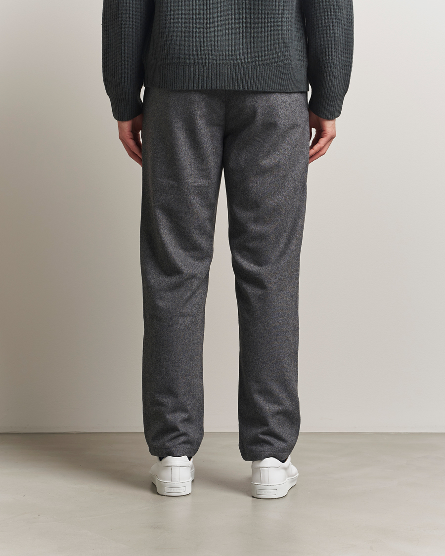 Uomini | Pantaloni | Samsøe Samsøe | Bertil Flannel Drawstring Trousers Dark Grey Melange