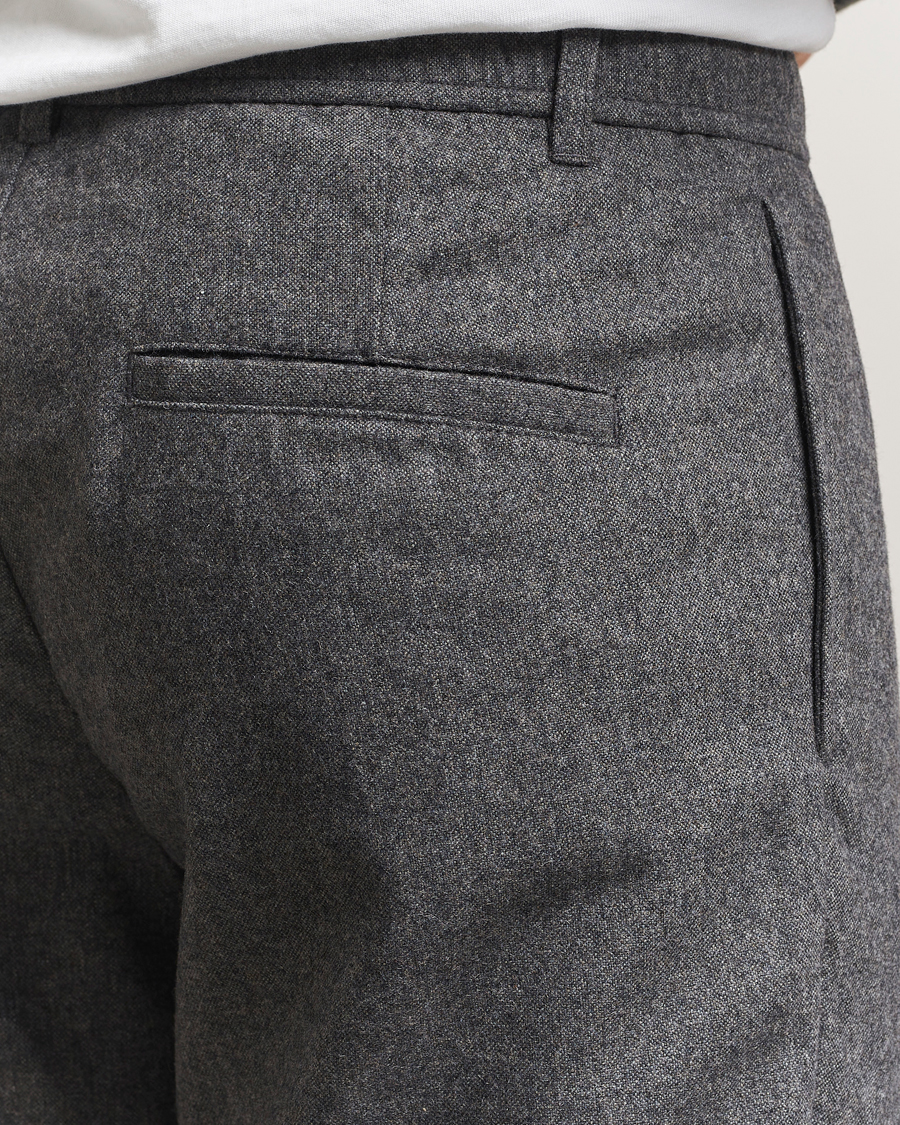 Uomini | Pantaloni | Samsøe Samsøe | Bertil Flannel Drawstring Trousers Dark Grey Melange
