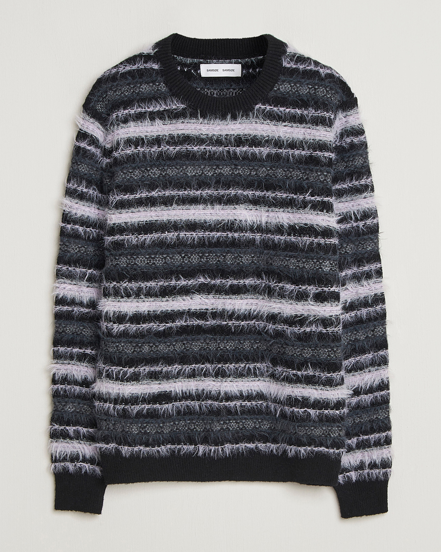 Uomini | Maglieria | Samsøe Samsøe | Finnley Striped Knitted Sweater Black Multi