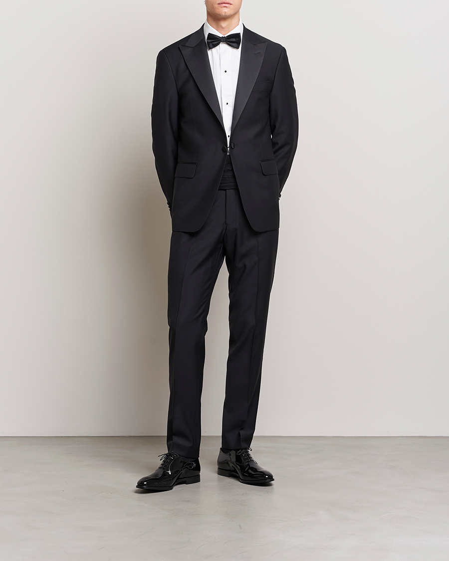Uomini | Blazers | Oscar Jacobson | Frampton Wool Tuxedo Blazer Black