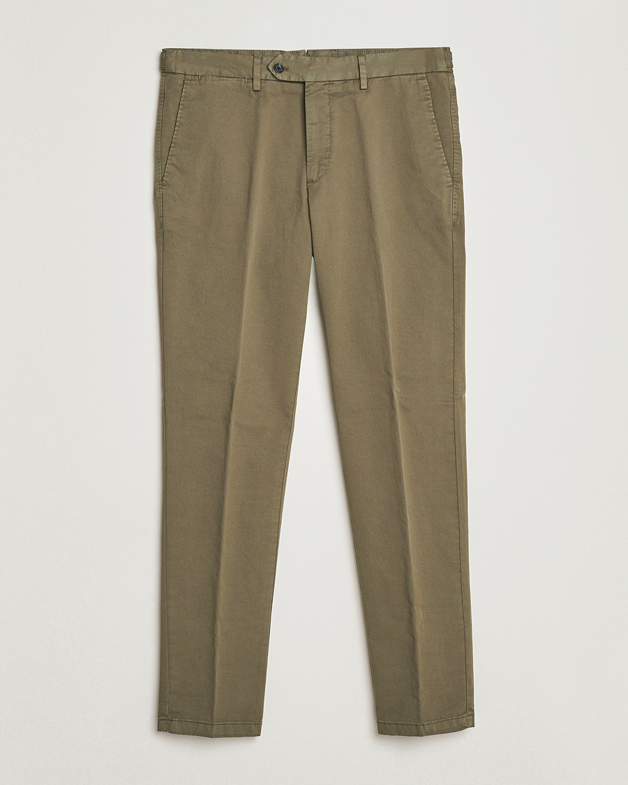 Uomini | Pantaloni | Oscar Jacobson | Danwick Cotton Trousers Olive