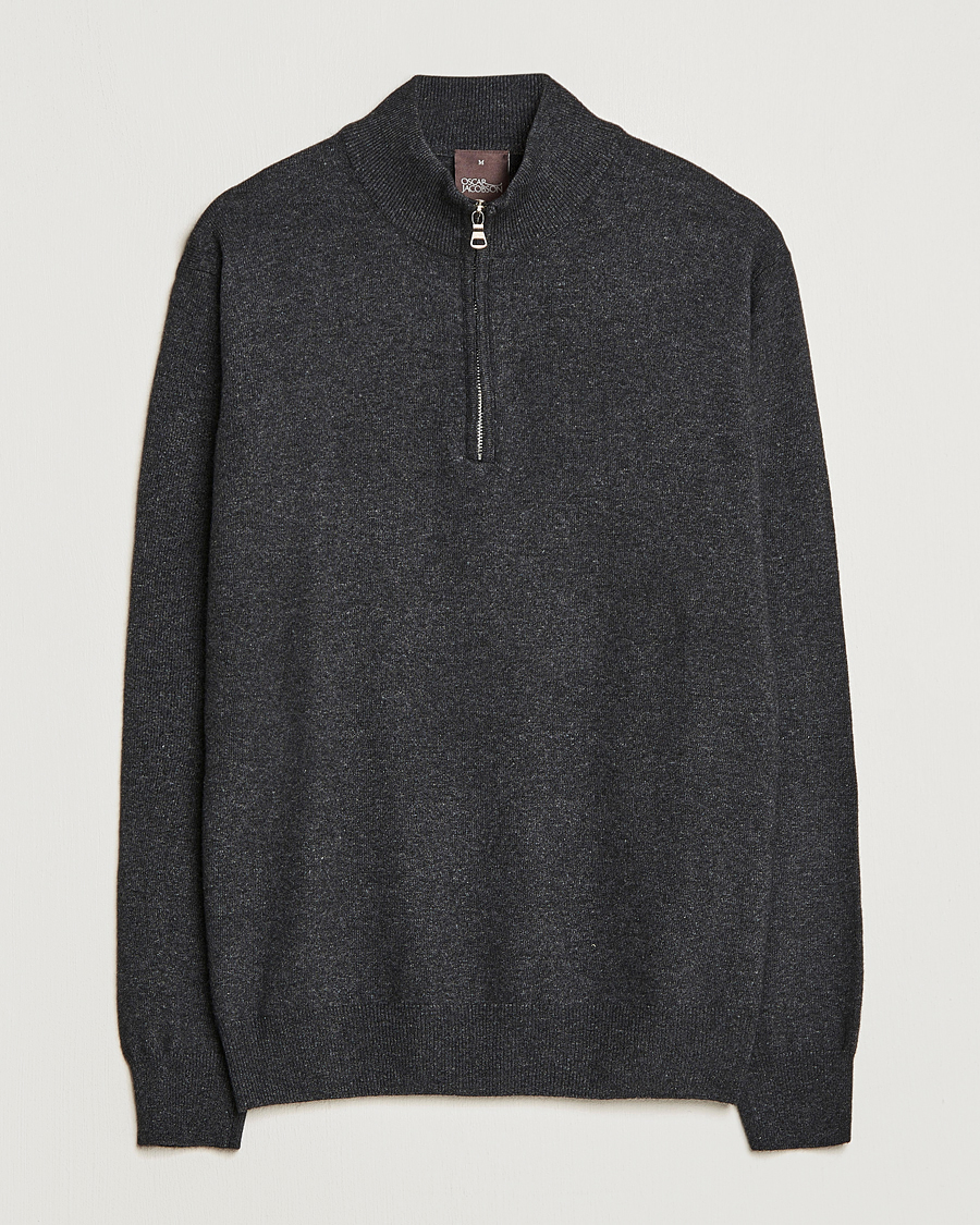 Uomini | Maglieria | Oscar Jacobson | Patton Wool Half-Zip Grey