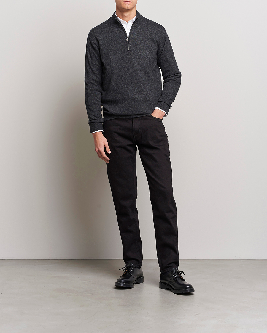 Uomini | Maglieria | Oscar Jacobson | Patton Wool Half-Zip Grey