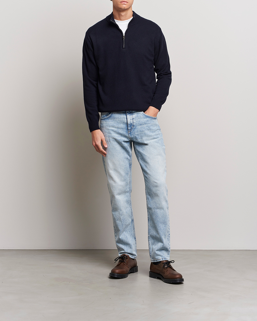 Uomini | Maglieria | Oscar Jacobson | Patton Wool Half-Zip Navy