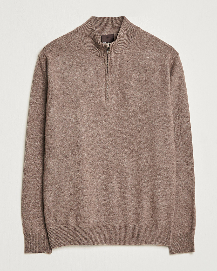 Uomini | Maglieria | Oscar Jacobson | Patton Wool Half-Zip Beige