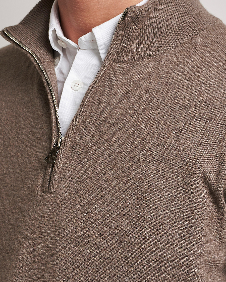 Uomini | Maglieria | Oscar Jacobson | Patton Wool Half-Zip Beige