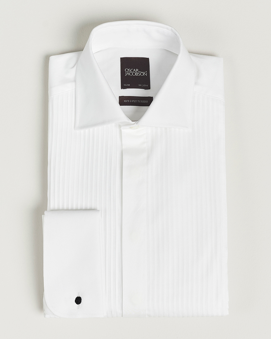 Uomini | Camicie | Oscar Jacobson | Slim Fit Cut Away Tuxedo Double Cuff White