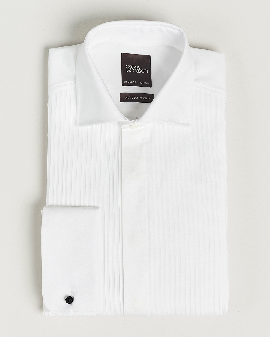 Uomini | Camicie | Oscar Jacobson | Reg Fit Cut Away Tuxedo Double Cuff White