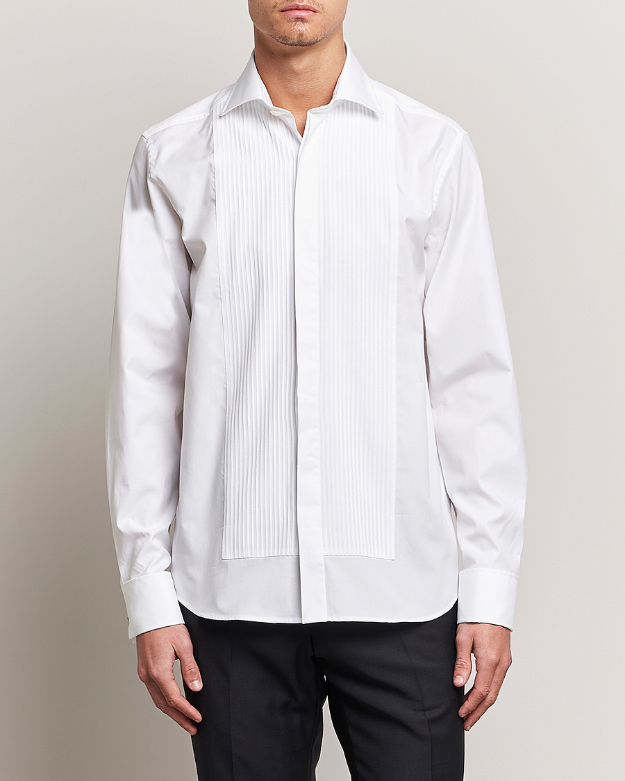Uomini | Camicie | Oscar Jacobson | Reg Fit Cut Away Tuxedo Double Cuff White