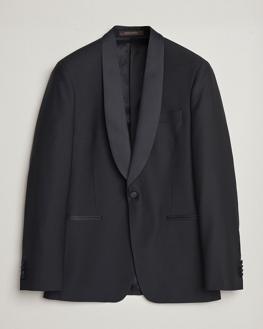 Uomini | Blazers | Oscar Jacobson | Figaro Wool Tuxedo Blazer Black