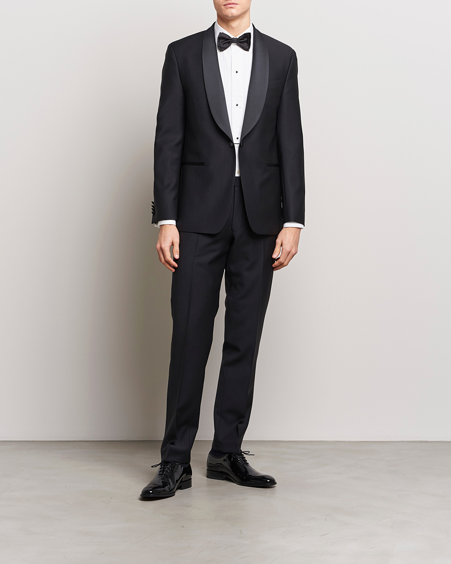 Uomini | Blazers | Oscar Jacobson | Figaro Wool Tuxedo Blazer Black