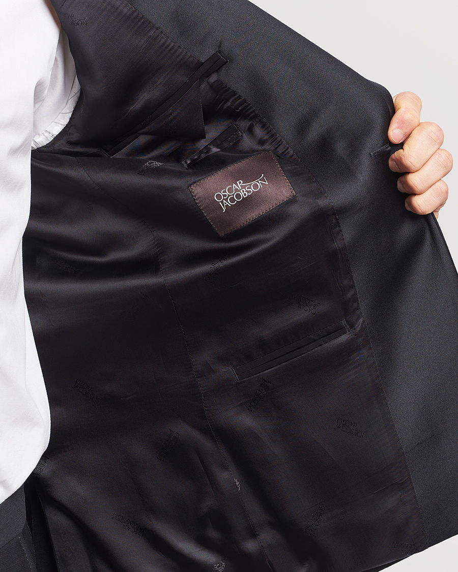 Uomini | Blazers | Oscar Jacobson | Figaro Wool Tuxedo Blazer Black