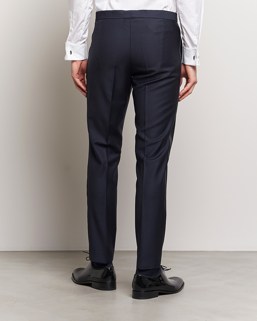 Uomini | Pantaloni | Oscar Jacobson | Denz Wool Tuxedo Trousers Navy