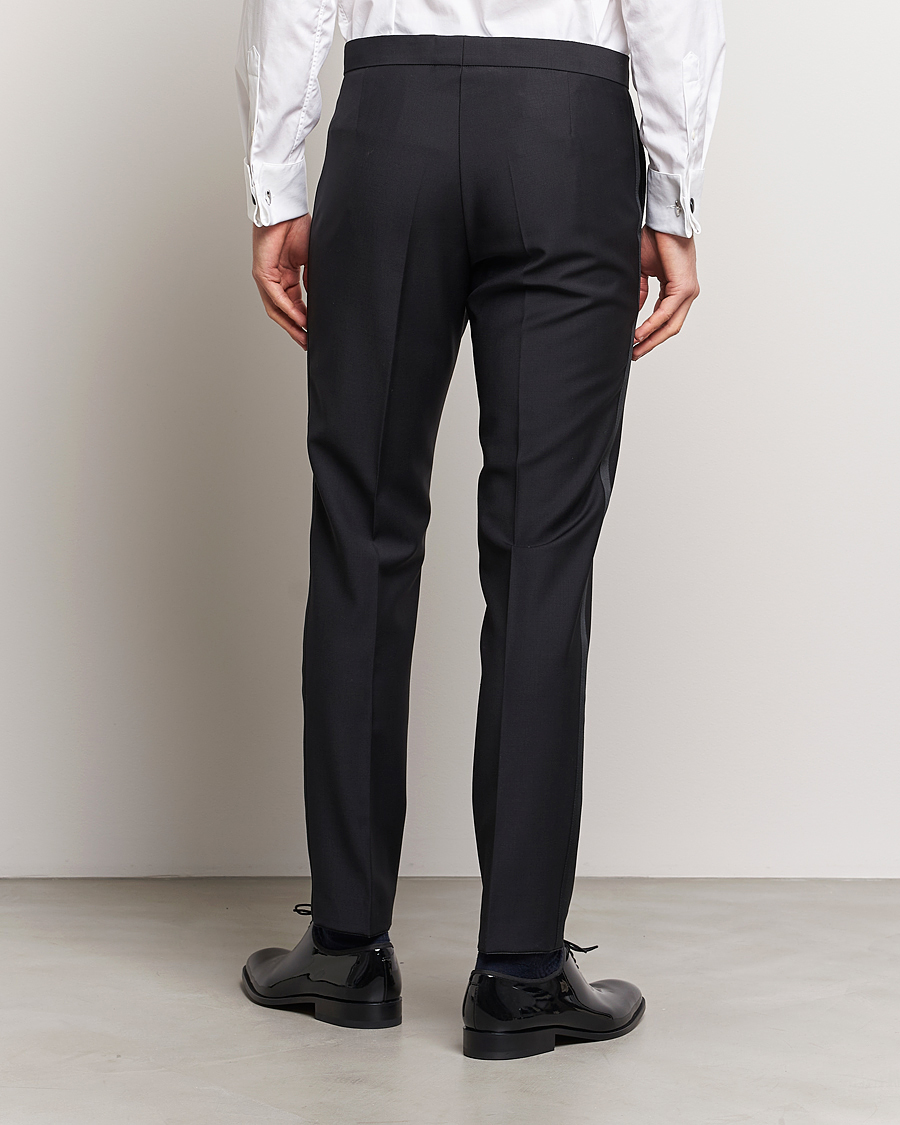 Uomini | Pantaloni | Oscar Jacobson | Denz Wool Tuxedo Trousers Black