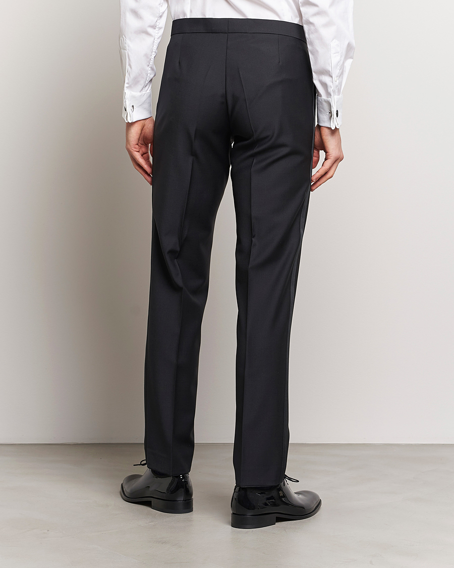 Uomini | Pantaloni | Oscar Jacobson | Denz Straight Wool Tuxedo Trousers Black