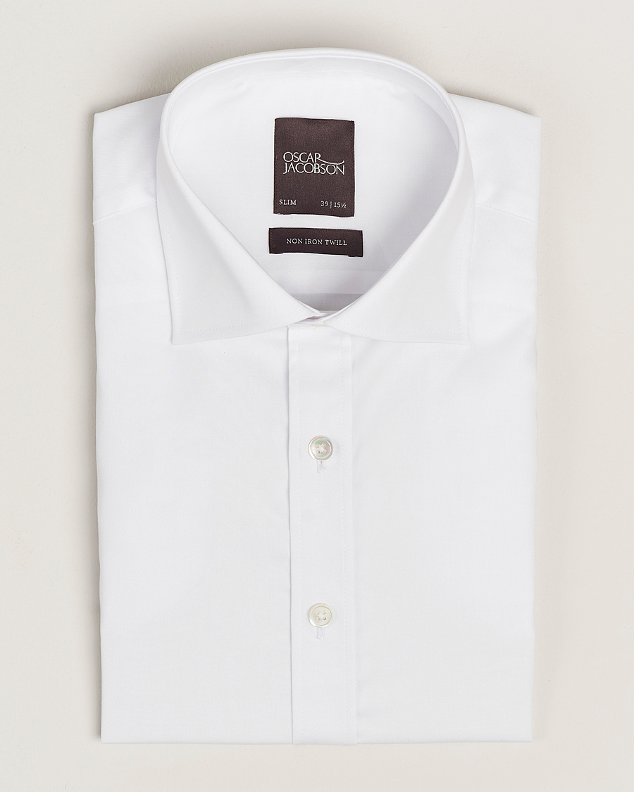 Uomini | Camicie | Oscar Jacobson | Slim Fit Cut Away Non Iron Twill White