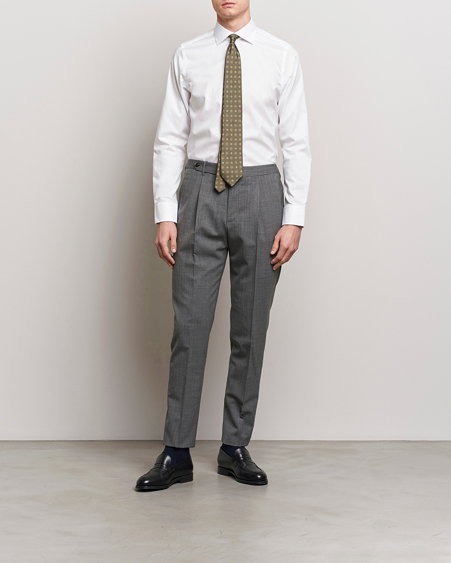 Uomini | Camicie | Oscar Jacobson | Slim Fit Cut Away Non Iron Twill White