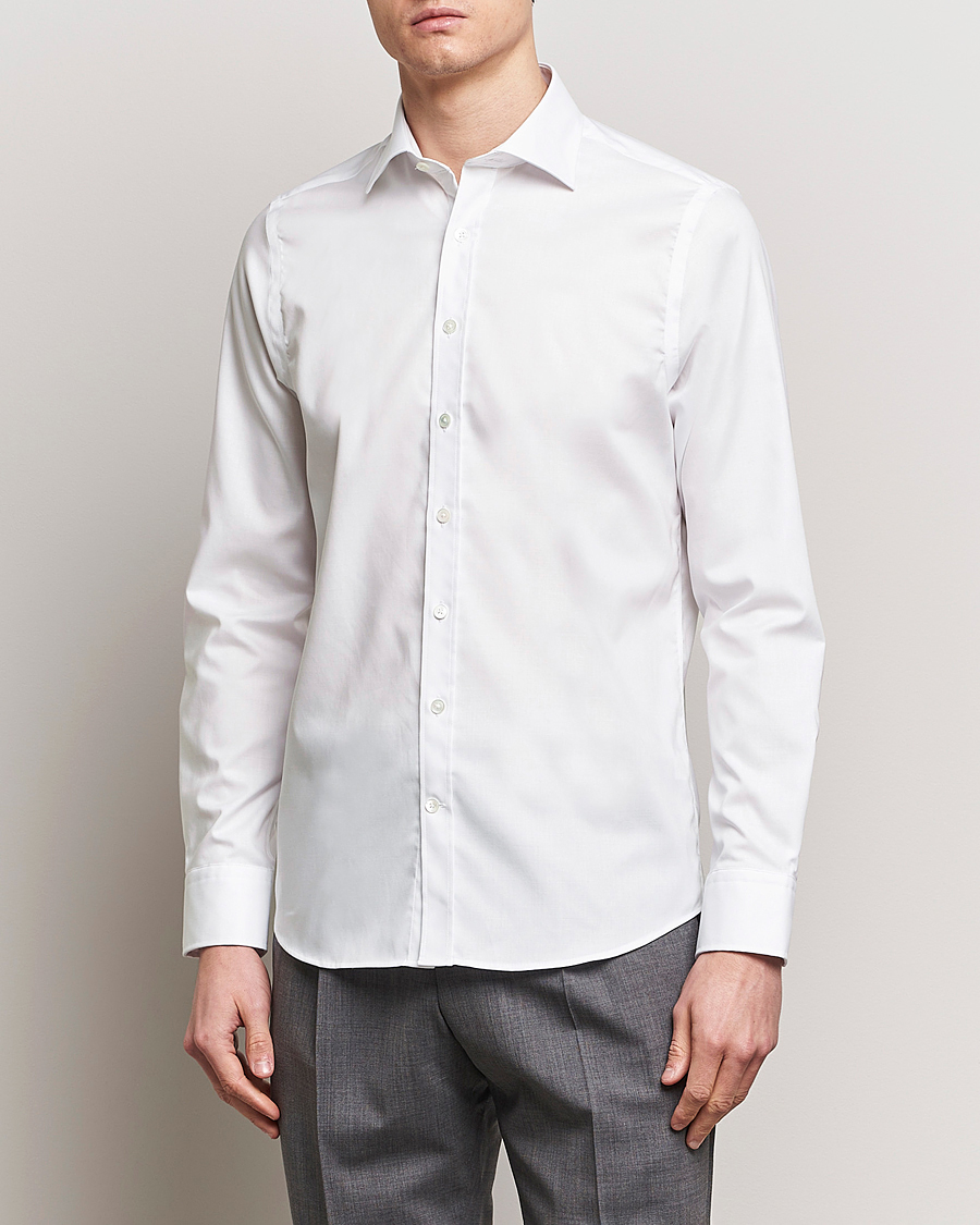 Uomini | Camicie | Oscar Jacobson | Slim Fit Cut Away Non Iron Twill White