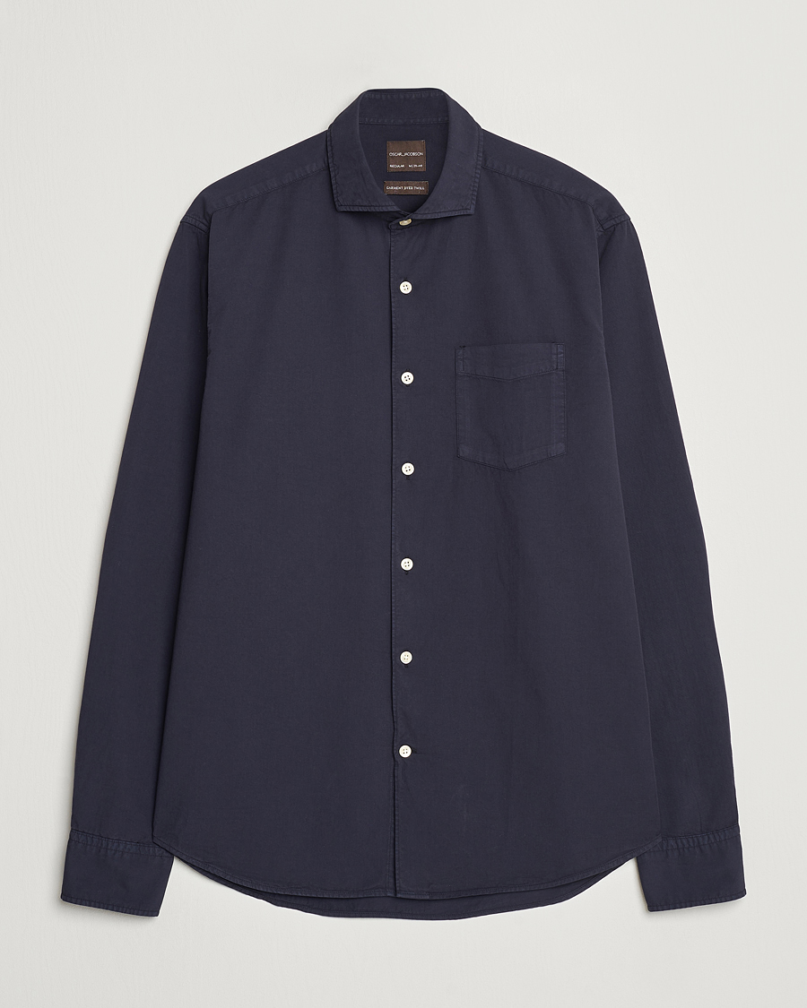 Uomini | Camicie | Oscar Jacobson | Reg Fit Wide Spread Collar Twill Night Blue