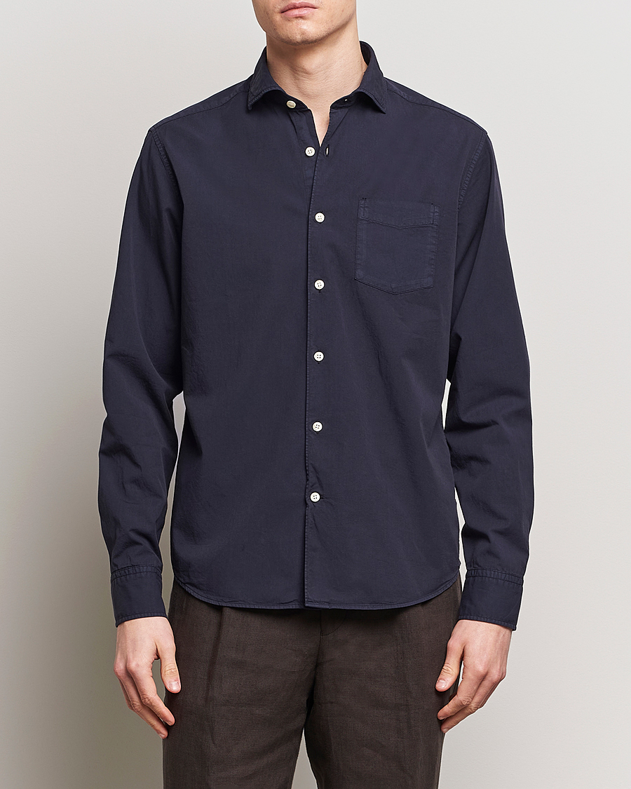 Uomini | Camicie | Oscar Jacobson | Reg Fit Wide Spread Collar Twill Night Blue